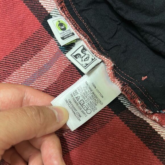 Obey Plaid Thick Flannel Stephan Shirt Jacket Long Sleeve Button Down Medium - Picture 5 of 9